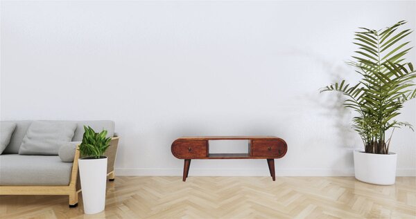 TV stolek v kaštanovém odstínu kulatého tvaru, 100 × 30 × 38 cm