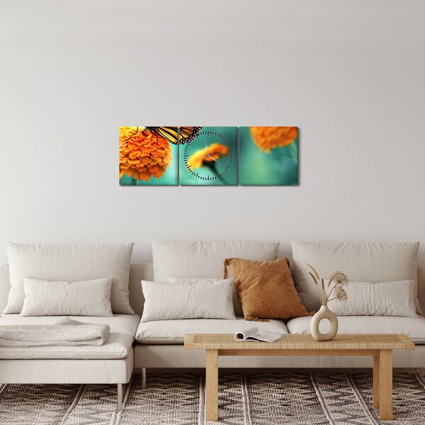 Obraz motýla (s hodinami) (90x30 cm)