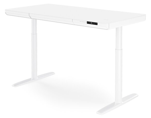 Elektrický psací stůl sit-stand se zásuvkou a bezdrátovou nabíječkou Qi bílý, 1400 mm: ELLIS