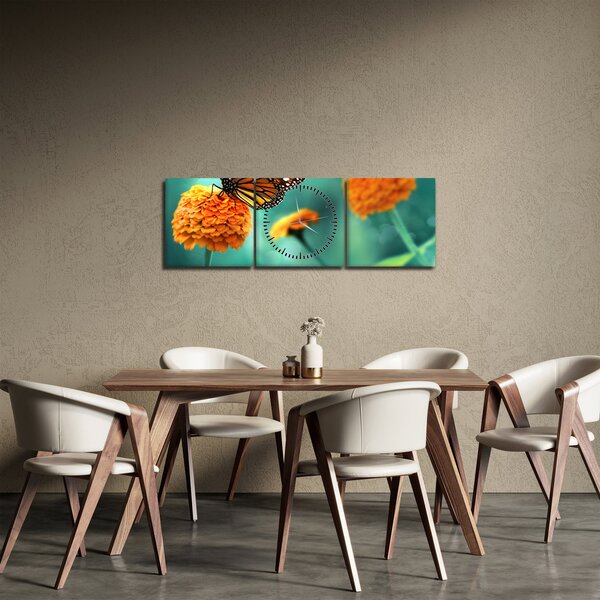 Obraz motýla (s hodinami) (90x30 cm)