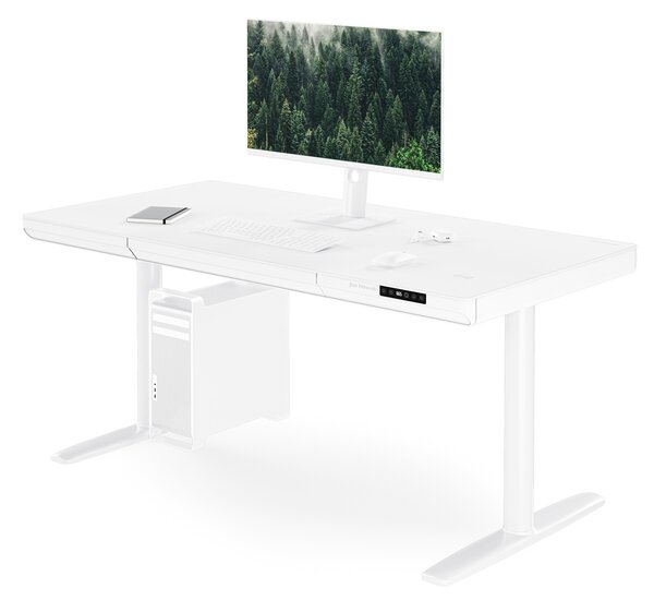 Elektrický psací stůl sit-stand se zásuvkou a bezdrátovou nabíječkou Qi bílý, 1400 mm: ELLIS