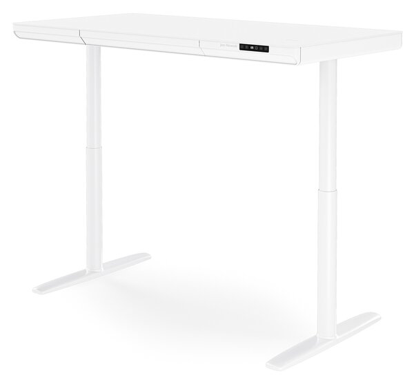 Elektrický psací stůl sit-stand se zásuvkou a bezdrátovou nabíječkou Qi bílý, 1400 mm: ELLIS