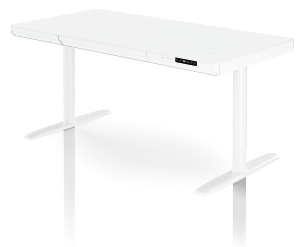 Elektrický psací stůl sit-stand se zásuvkou a bezdrátovou nabíječkou Qi bílý, 1400 mm: ELLIS