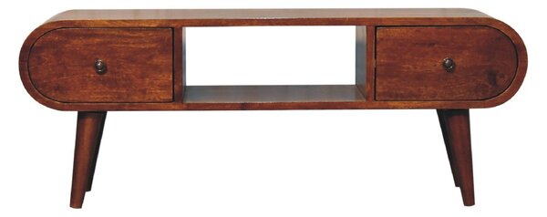 TV stolek v kaštanovém odstínu kulatého tvaru, 100 × 30 × 38 cm