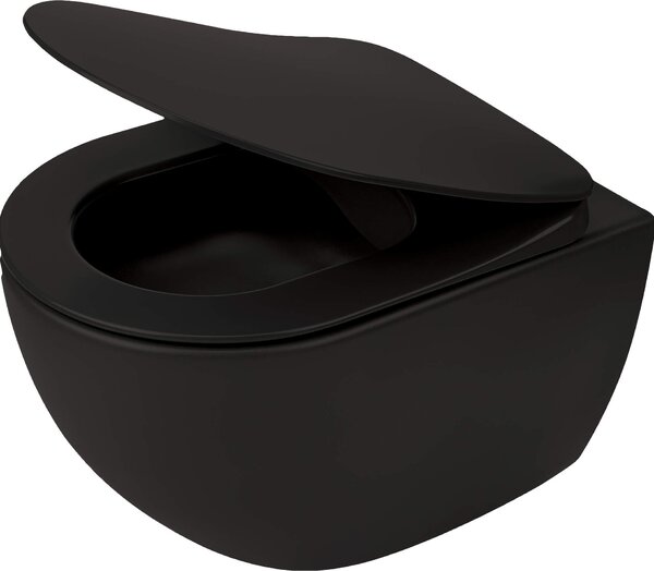 Deante Peonia Zero, závěsná WC mísa RimFree, 51 x 36 cm, černá, CDE_NZPW