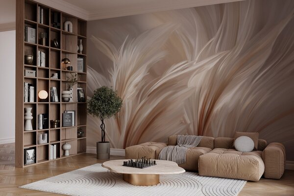 Fototapety Elegantní peří v odstínech béžové a hnědé, Fototapety abstraktní, w05658 : uwalls.cz