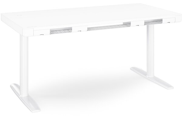 Elektrický psací stůl sit-stand se zásuvkou a bezdrátovou nabíječkou Qi bílý, 1400 mm: ELLIS