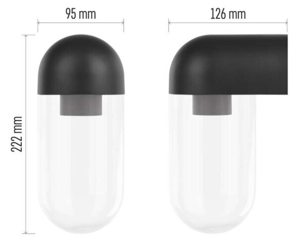 EMOS LED zahradní nástěnné svítidlo CASSIA, 12,6 × 9,5 × 22,2 cm, 1 × E27, 15 W 1554000009