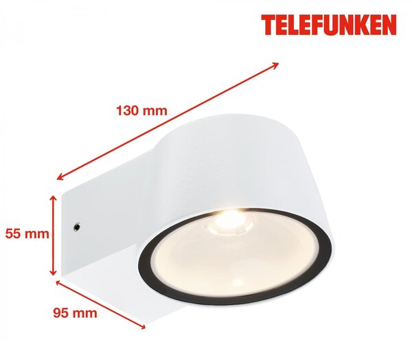TF 323006TF TELEFUNKEN LED venkovní nástěnné svítidlo, IP54 voděodolné a prachotěsné, bílý hliník - BRILONER