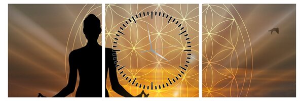 Obraz meditace (s hodinami) (90x30 cm)
