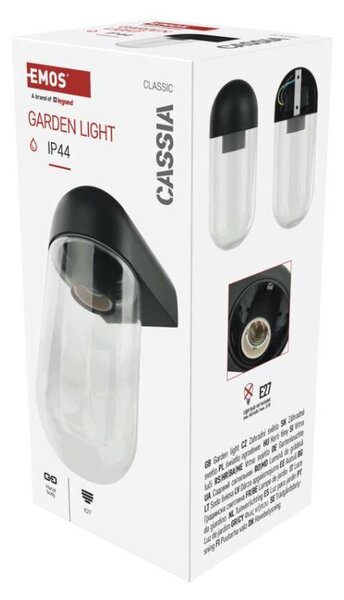 EMOS LED zahradní nástěnné svítidlo CASSIA, 12,6 × 9,5 × 22,2 cm, 1 × E27, 15 W 1554000009