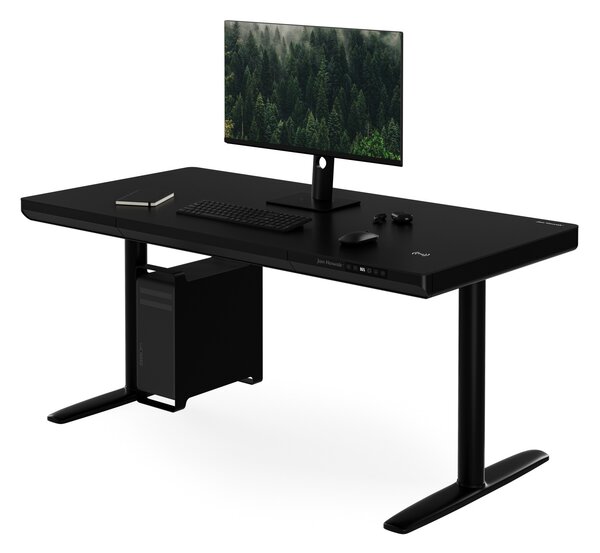 Elektrický psací stůl sit-stand se zásuvkou a bezdrátovou nabíječkou Qi černý, 1400 mm: ELLIS