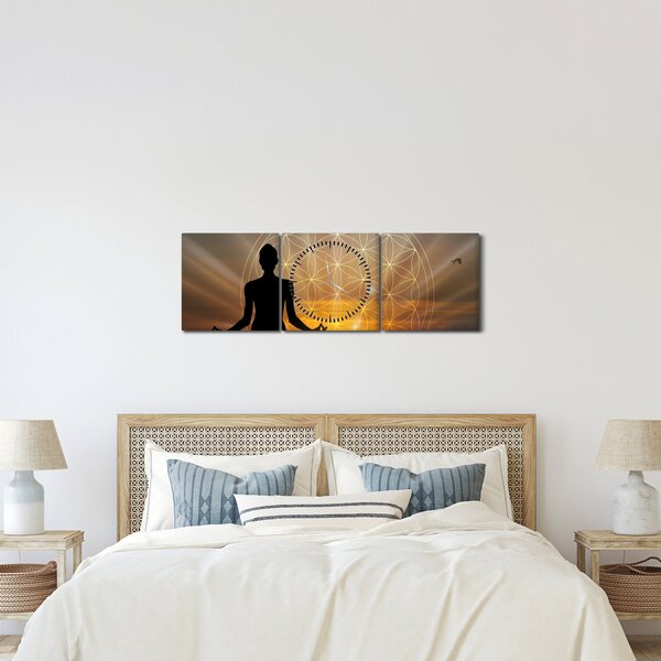 Obraz meditace (s hodinami) (90x30 cm)