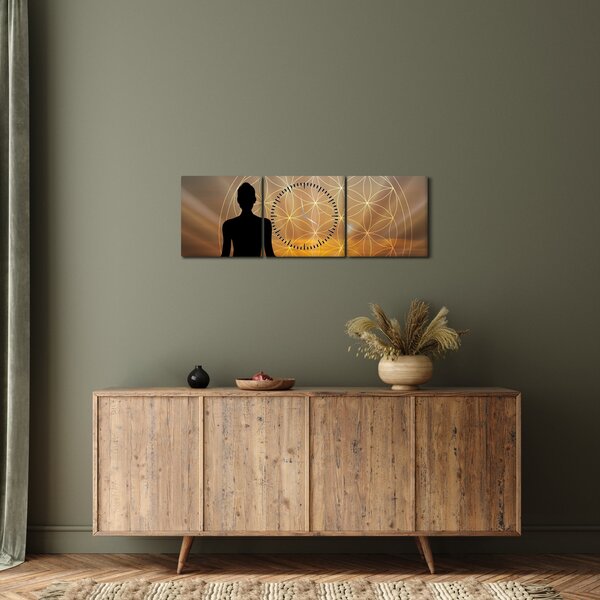 Obraz meditace (s hodinami) (90x30 cm)