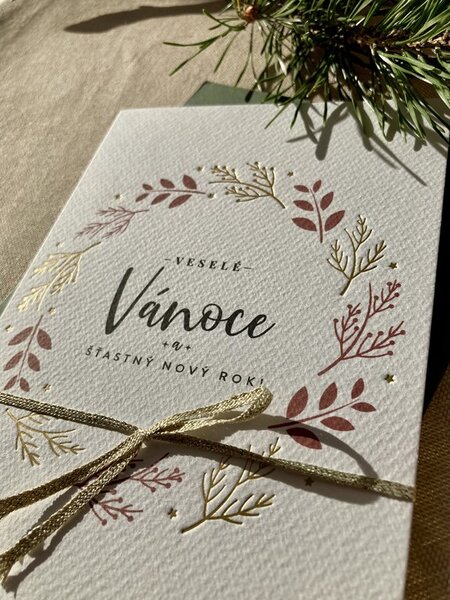 Spring Studio Blahopřání vánoční Větvičky Barva podkladu: hnědý kraftový recyklovaný papír