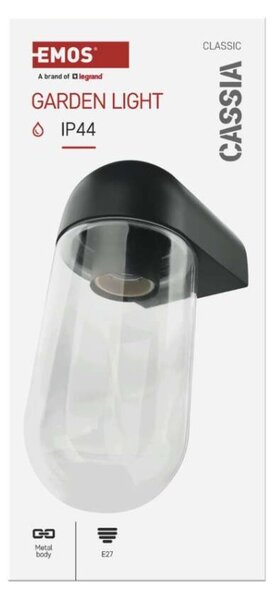 EMOS LED zahradní nástěnné svítidlo CASSIA, 12,6 × 9,5 × 22,2 cm, 1 × E27, 15 W 1554000009