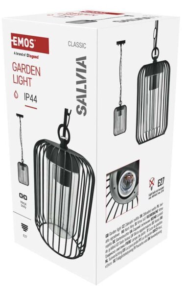 EMOS LED zahradní závěsné svítidlo SALVIA, 16 × 16 × 32 cm, 1 × E27, 15 W 1554001000
