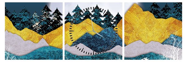 Obraz - Polární krajina (s hodinami) (90x30 cm)