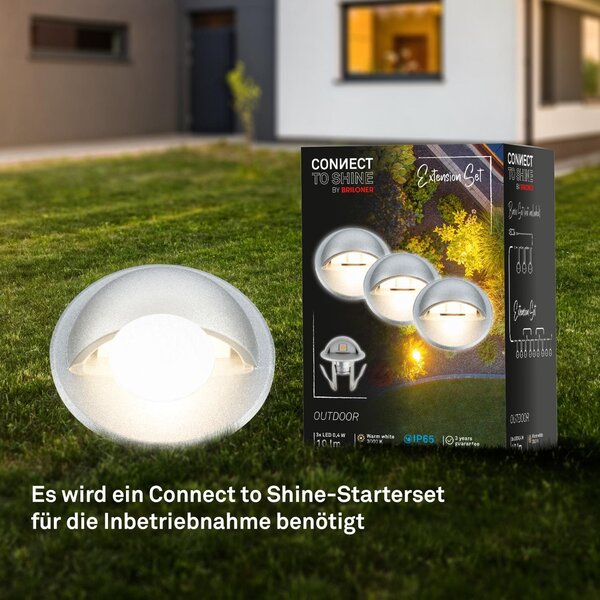 BRI 3923034 CONNECT TO SHINE prodlužovací sada Teak 3ks LED zapuštěných svítidel do země, IP65 - BRILONER