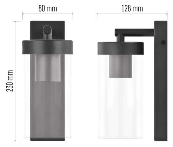 EMOS LED zahradní nástěnné svítidlo ZALA, 14,5 × 8,9 × 26,2 cm, 1 × E27, 15 W 1554000007