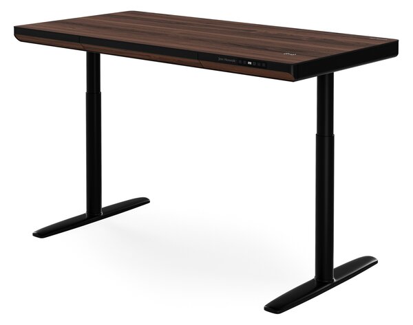 Elektrický psací stůl sit-stand se zásuvkou a bezdrátovou nabíječkou Qi černý/ořech, 1400 mm: ELLIS