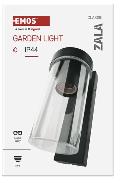 EMOS LED zahradní nástěnné svítidlo ZALA, 14,5 × 8,9 × 26,2 cm, 1 × E27, 15 W 1554000007