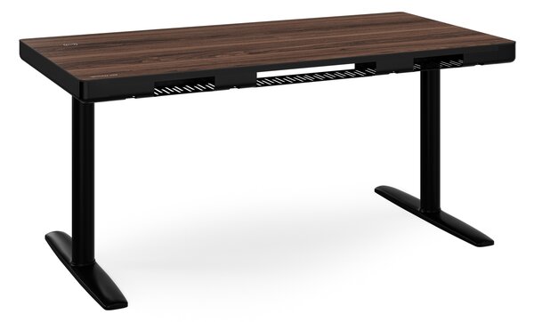 Elektrický psací stůl sit-stand se zásuvkou a bezdrátovou nabíječkou Qi černý/ořech, 1400 mm: ELLIS