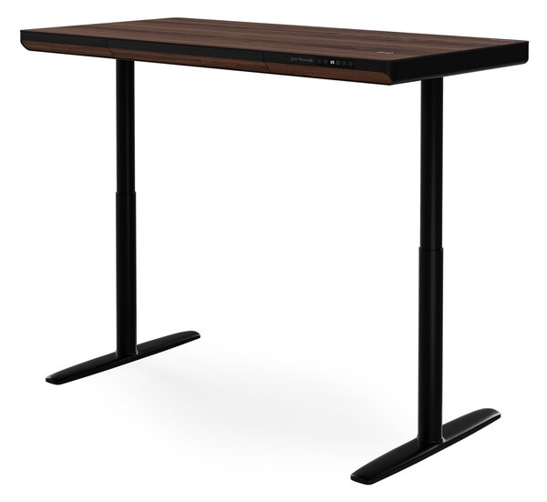 Elektrický psací stůl sit-stand se zásuvkou a bezdrátovou nabíječkou Qi černý/ořech, 1400 mm: ELLIS