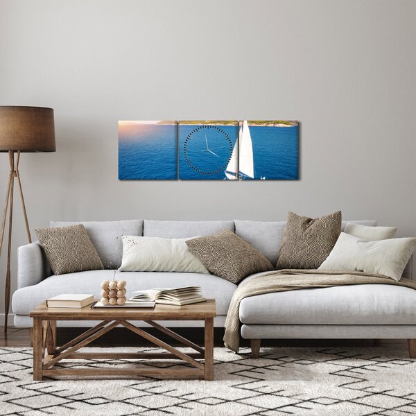 Obraz - Vyjížďka lodí (s hodinami) (90x30 cm)