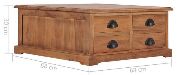 Konferenční stolek 68 x 68 x 30 cm masivní teakové dřevo 286274