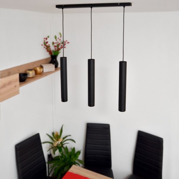 LED Lustr na lanku TUBA 3xGU10/4,8W/230V černá