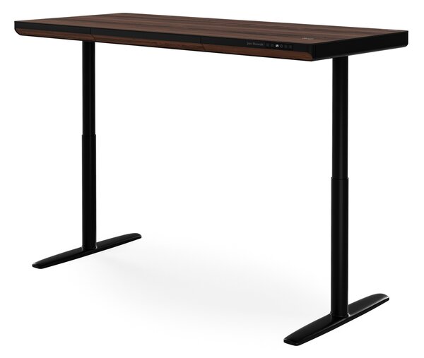 Elektrický psací stůl sit-stand se zásuvkou a bezdrátovou nabíječkou Qi černý/ořech, 1600 mm: ELLIS