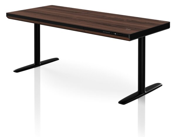 Elektrický psací stůl sit-stand se zásuvkou a bezdrátovou nabíječkou Qi černý/ořech, 1600 mm: ELLIS