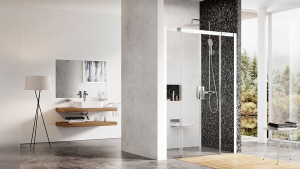 Ravak Matrix MSD4 Sprchové dveře čtyřdílné 140 cm Profil: Bílá, Sklo: Hladké čiré
