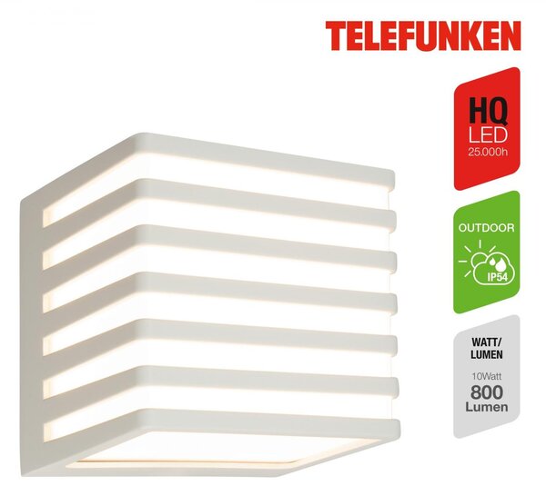 TF 321904TF TELEFUNKEN LED venkovní nástěnné svítidlo, voděodolné a prachotěsné, kostka, světlešedá - BRILONER