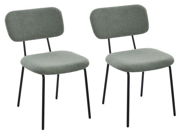 Sada 2 židlí ADAIR Buklé Světle zelená