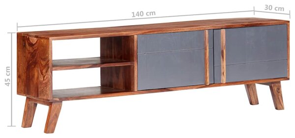 TV stolek šedý 140 x 30 x 45 cm masivní dřevo 286369
