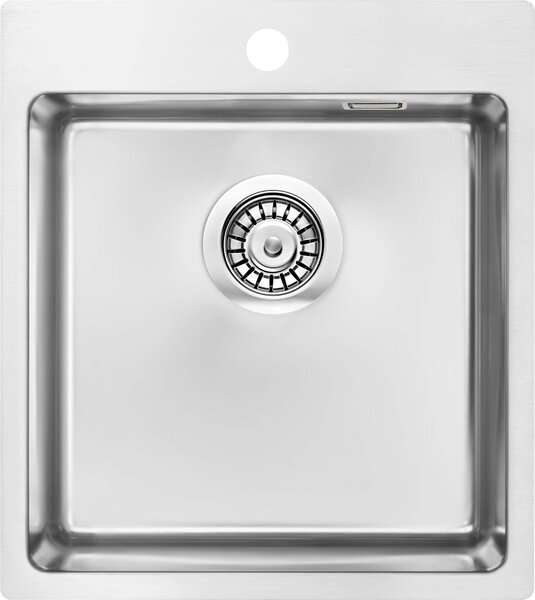 Deante Olfato, nerezový dřez pod desku 1-komorový B/O 450x505x200 3,5" + prostorově úsporný sifon, broušený vzor satyna, ZPO_010A