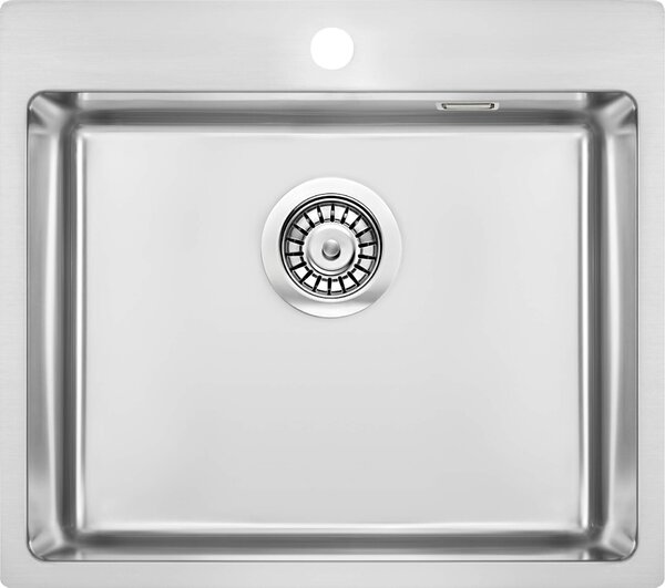 Deante Olfato, nerezový dřez pod desku 1-komorový B/O 550x505x200 3,5" + prostorově úsporný sifon, broušený vzor satyna, ZPO_010B