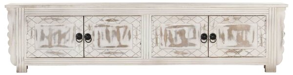 TV stolek bílý 140 x 30 x 35 cm masivní mangovníkové dřevo 286388