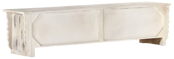 TV stolek bílý 140 x 30 x 35 cm masivní mangovníkové dřevo 286388