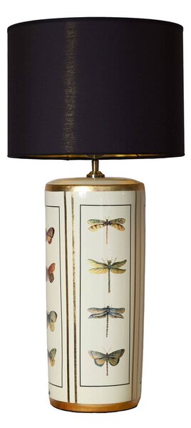 PR Home Stolní lampa Lucca, černá, výška 67 cm, lněná textilie, keramika, Černá, Obývací pokoj / jídelna, Textil / tkanina / hedvábí, Vintage