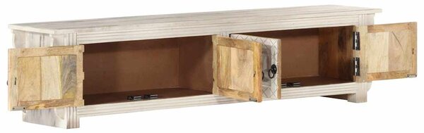 TV stolek bílý 140 x 30 x 35 cm masivní mangovníkové dřevo 286388