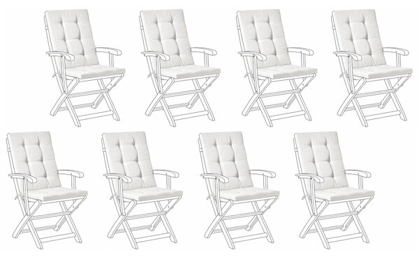 Sada 8 polstrů na opěradlo/sedadlo MAUI PREMIUM Krémově bílá