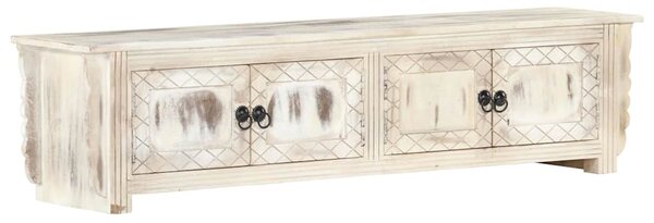 TV stolek bílý 140 x 30 x 35 cm masivní mangovníkové dřevo 286388