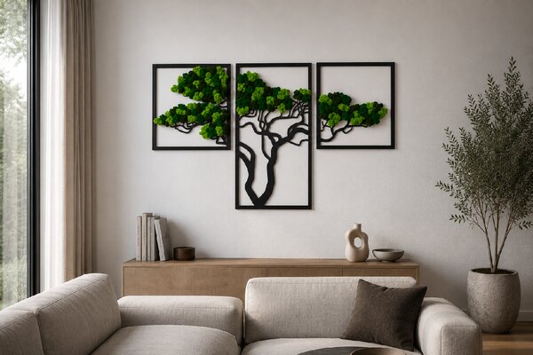 Mechový obraz - strom TRIO Velikost rámu: 78cm x 49cm