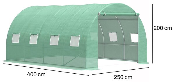 Zahradní fóliovník BestBerg BBGT-10G / 10 m² / 4 x 2,5 x 2 m / zelená
