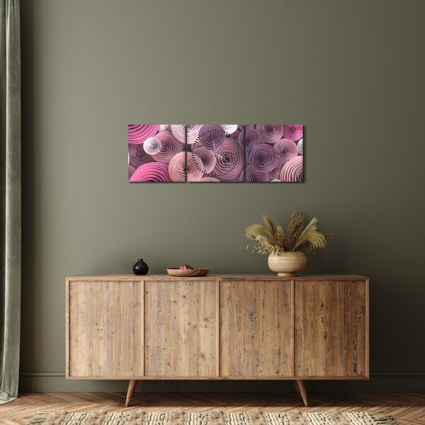 Abstraktní obraz květů růží (s hodinami) (90x30 cm)