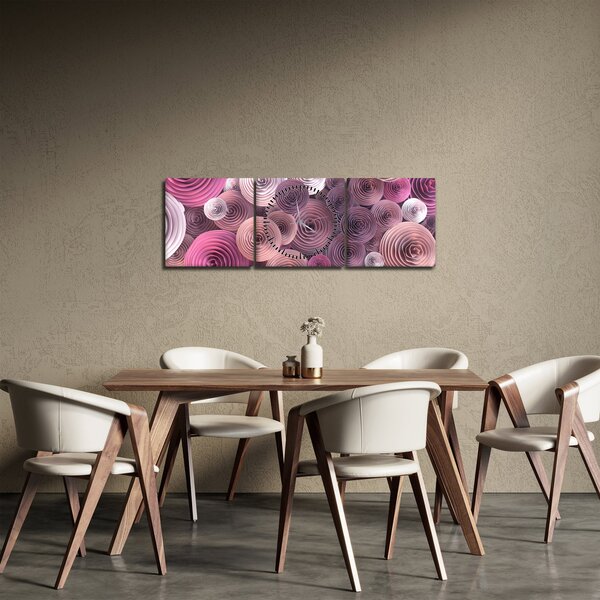 Abstraktní obraz květů růží (s hodinami) (90x30 cm)