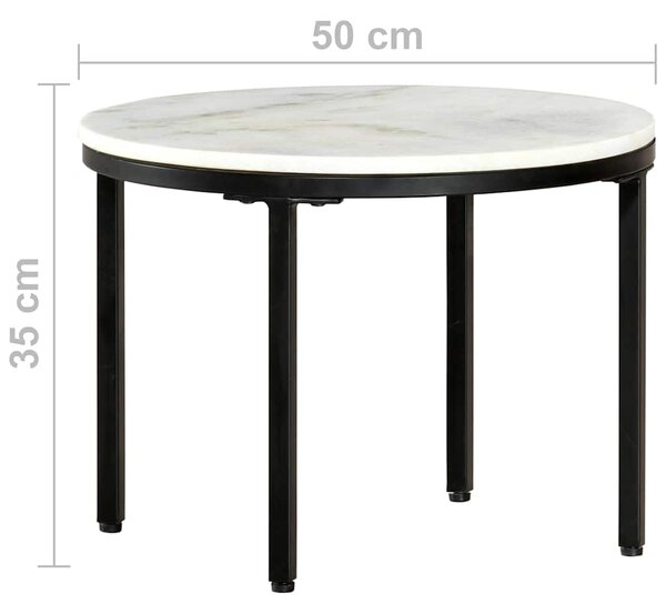 Konferenční stolek bílý a černý Ø 50 cm pravý masivní mramor 286411